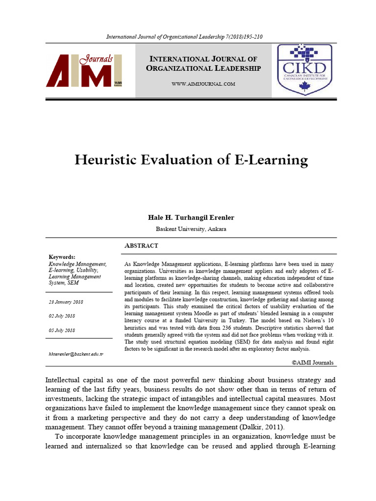 Usability Evaluation of Moodle E-Learning | PDF | Usability ...