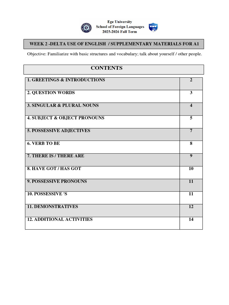 Week 2 UoE A1 Supplementary Materials | PDF | Plural | Grammatical Number