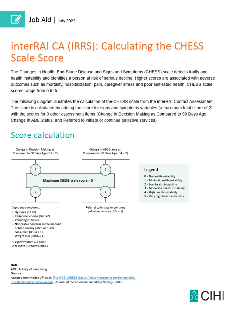 Calculating CHESS Scale Scores | PDF | Geriatrics | Medical Specialties