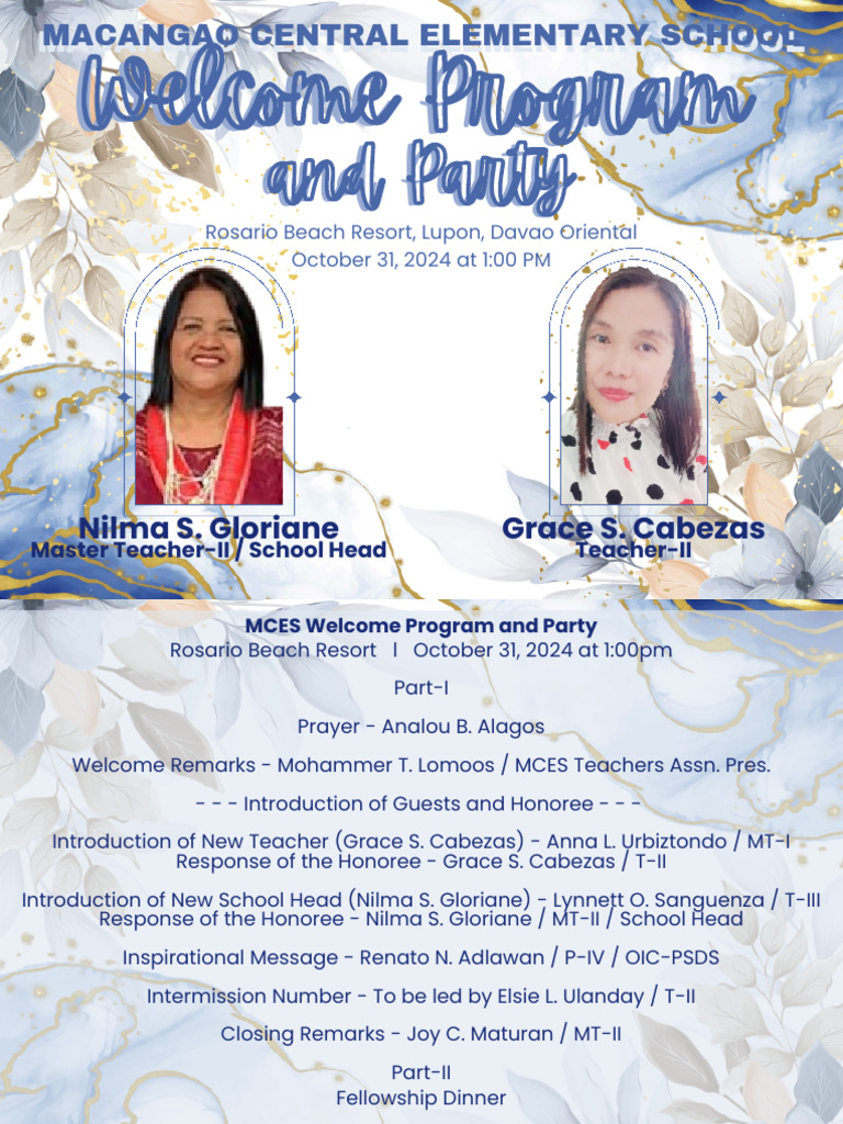 MCES Welcome Program at Rosario Beach Resort | PDF
