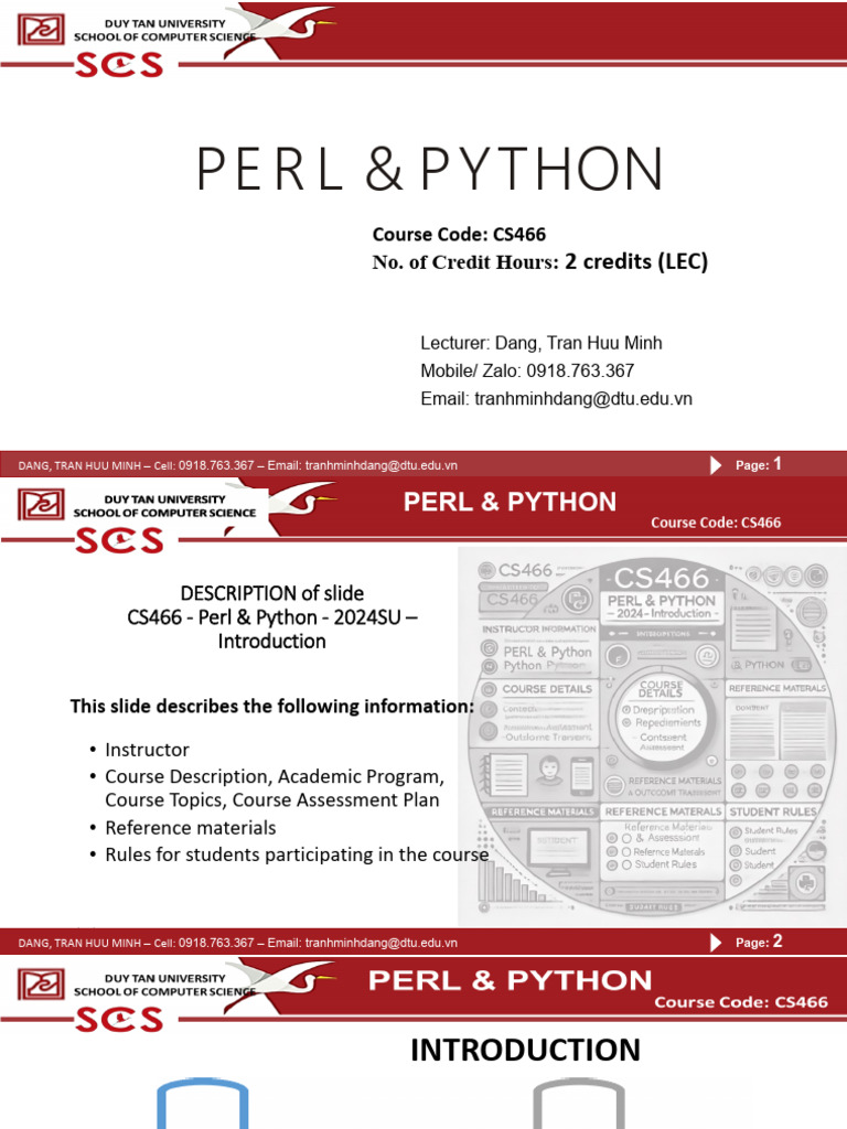 CS466 - Perl & Python - 2024SU - Lecture Slide - 1 | PDF