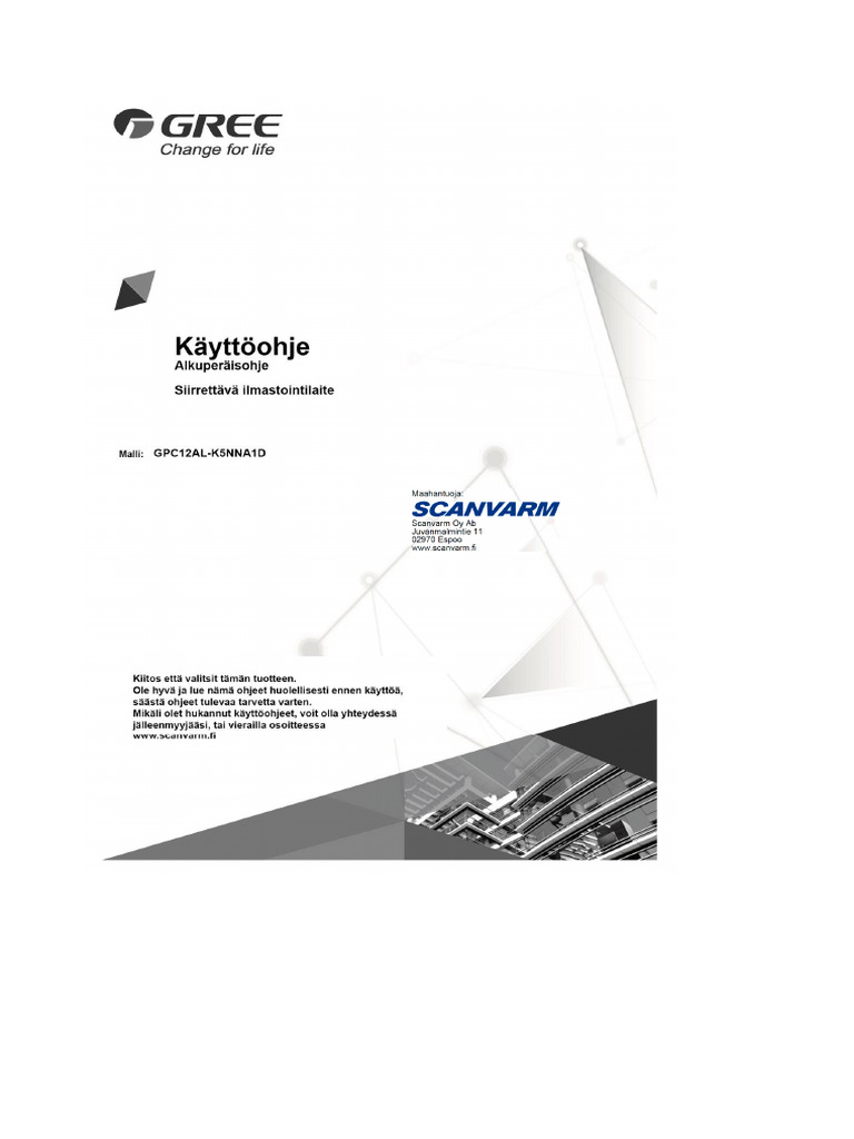 Gree Shiny r290 Kayttoohje Anvandarmanual Fi Swe 220121 | PDF