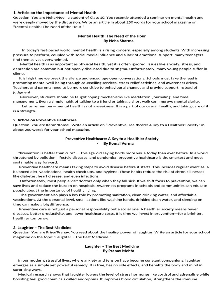 Mental Health: Essential for Students | PDF | Mental Health | Sleep