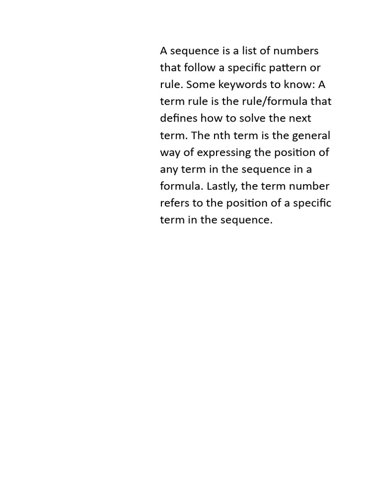 A Sequence Is A List of Numbers That Follow A Specific Pattern or Rule ...