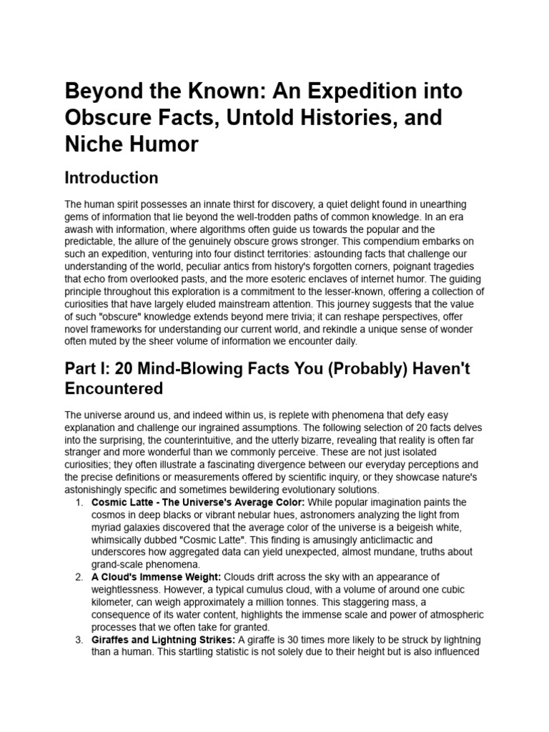 Obscure Facts and Untold Histories | PDF