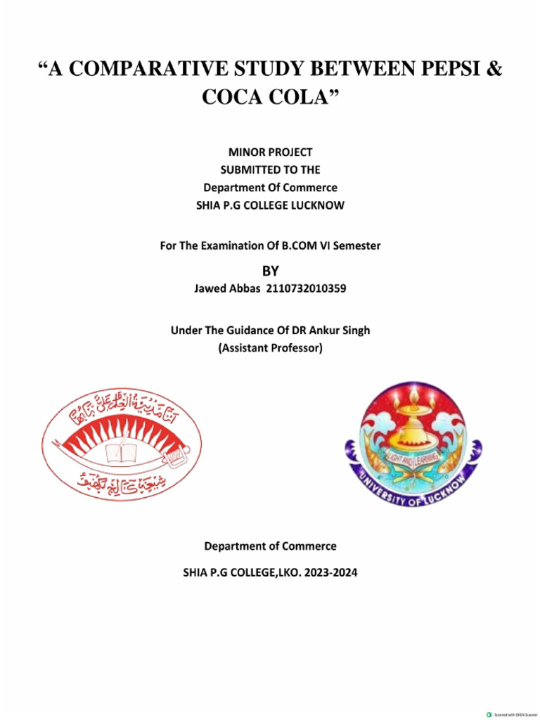 A Comparative Study Between Pepsi | PDF