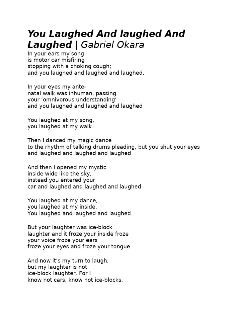 Okara's Poem: Laughter and Resilience | PDF | Poetry