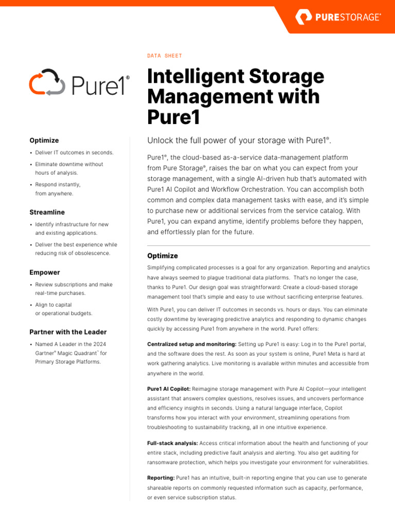 Pure1 Meta: Intelligent Storage Management | PDF | Cloud Computing ...