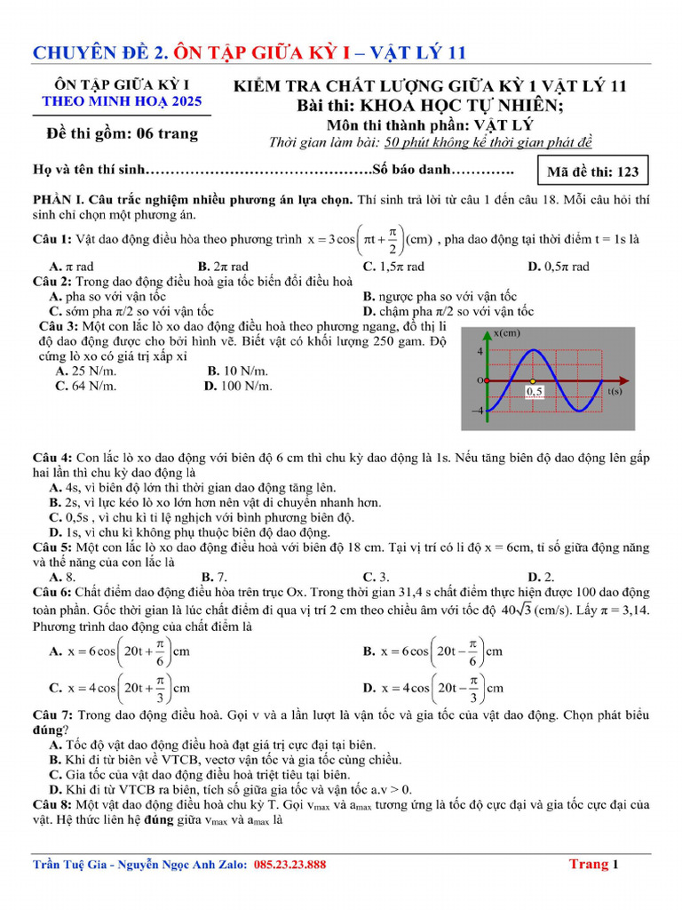 De On Tap Giua Hoc Ky 1 Theo Minh Hoa 2025 de So 11 | PDF