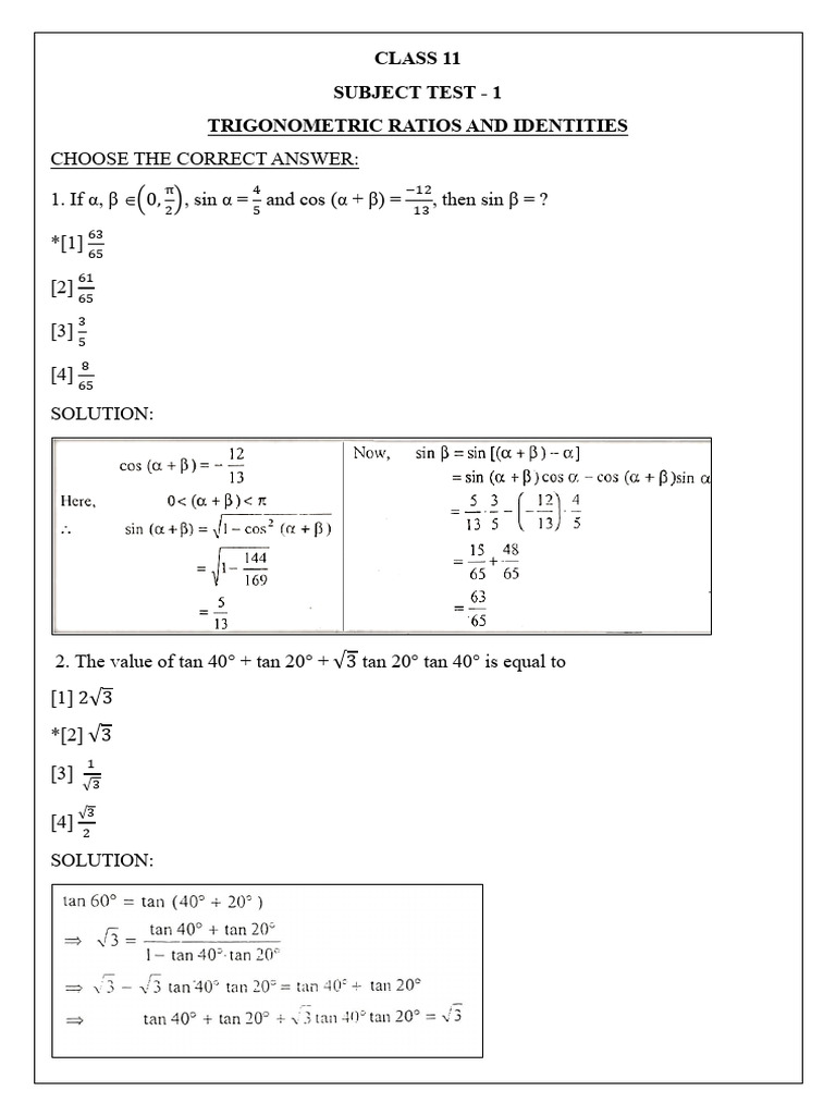 Tan Values and Identities in Trigonometry | PDF | Trigonometry