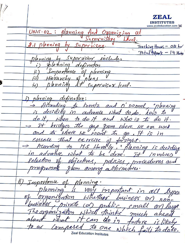 UNIT 2 Management Notes. | PDF