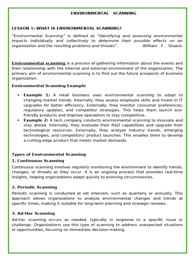 Understanding Environmental Scanning | PDF | Swot Analysis | Business
