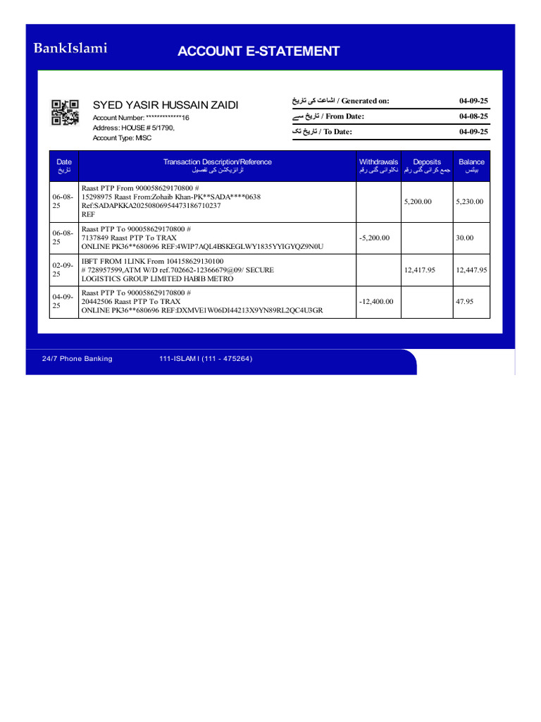 Account E-Statement Summary | PDF