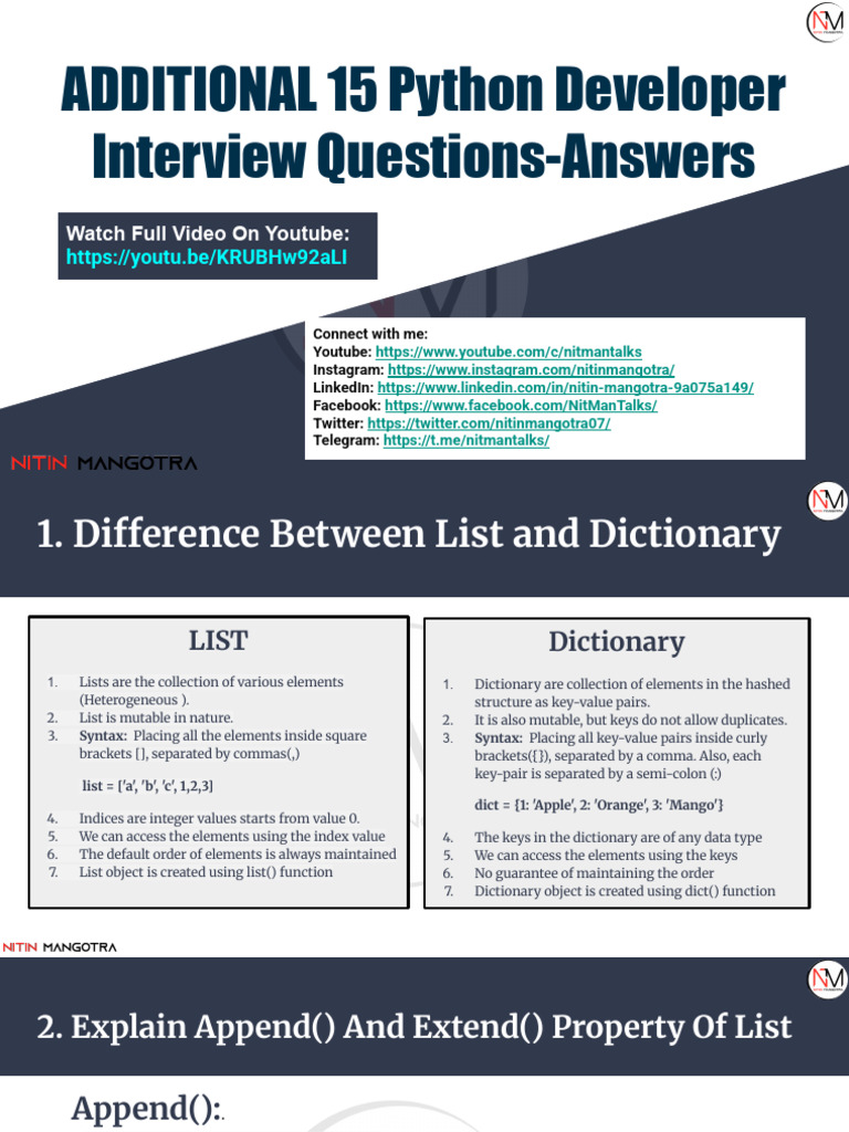 ADDITIONAL 15 Python Questions-Answers | PDF | Object Oriented ...