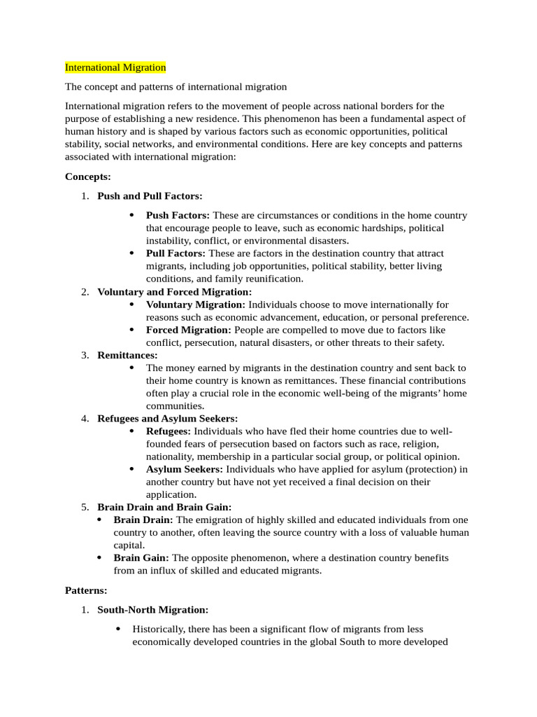 Understanding International Migration Patterns | PDF | Human Migration ...