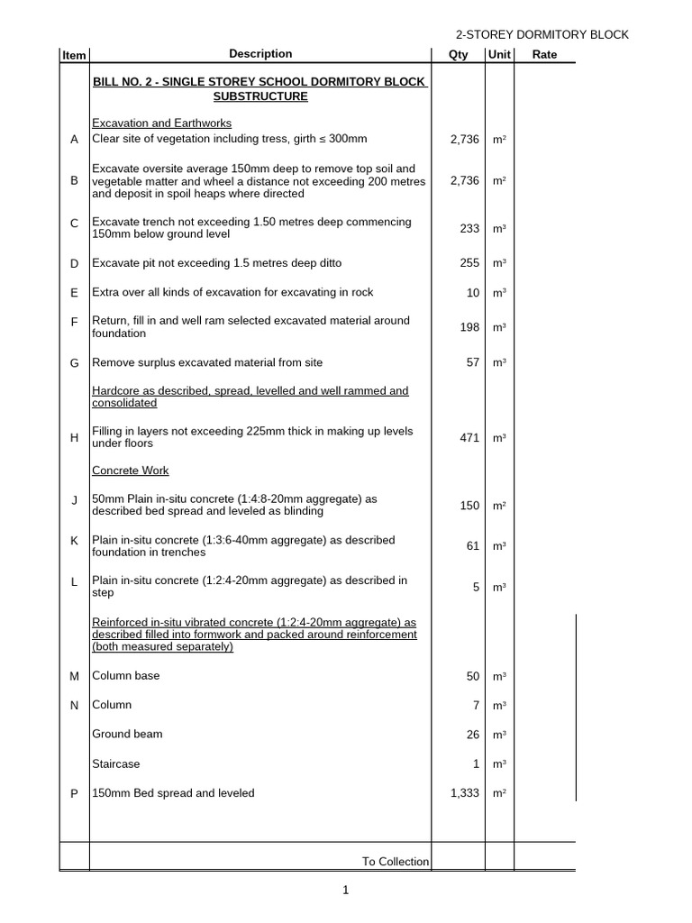 (Phase V) 2-Storey Dormitory Block-1 | PDF | Concrete | Electrical Wiring