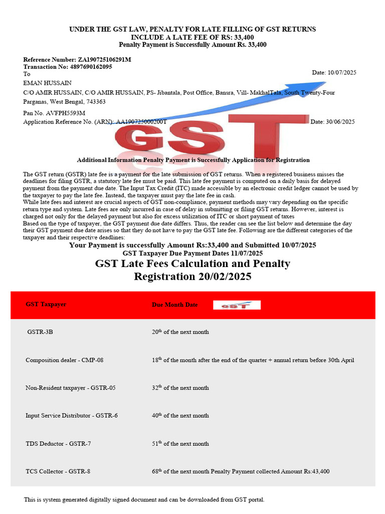 Transaction No 4897690162095SCN080720250505 | PDF | Taxpayer | Payments