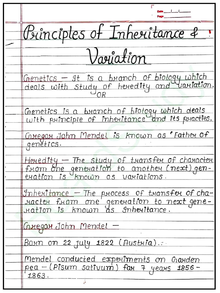 Principles of Inheritance and Variations | PDF