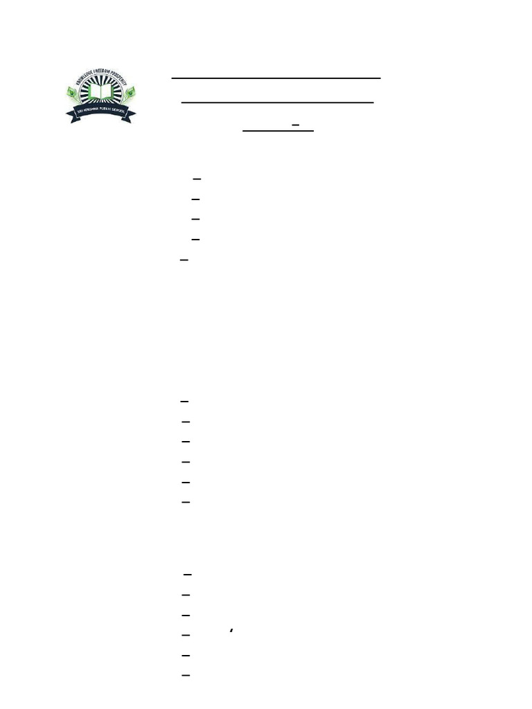 Syllabus For Mid Term Class 1 | PDF