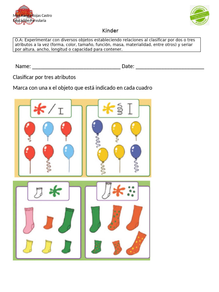 15 de Noviembre Kínder Clasificar y Seriar | PDF