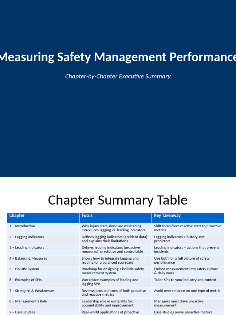 Safety Management Performance Metrics | PDF | Performance Indicator ...