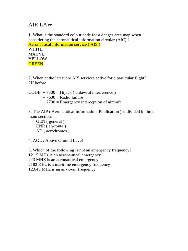 Air Law: Key Regulations and Codes | PDF