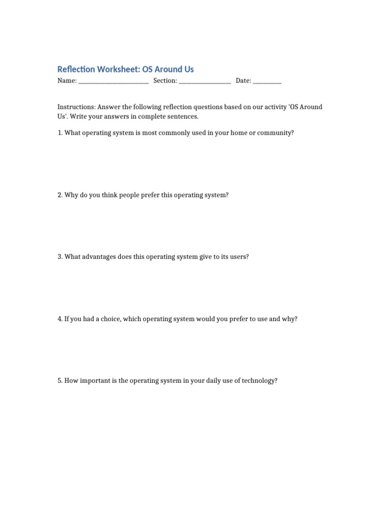 Reflection on Operating Systems Usage | PDF