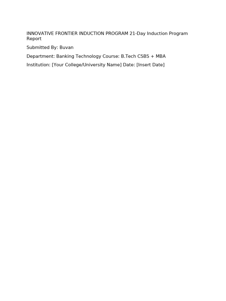 Induction Program Frontpage | PDF