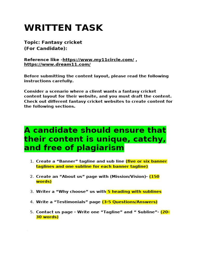 Written Task for Vidhya Team (1) (1) (1) | PDF | Proofreading | Human ...