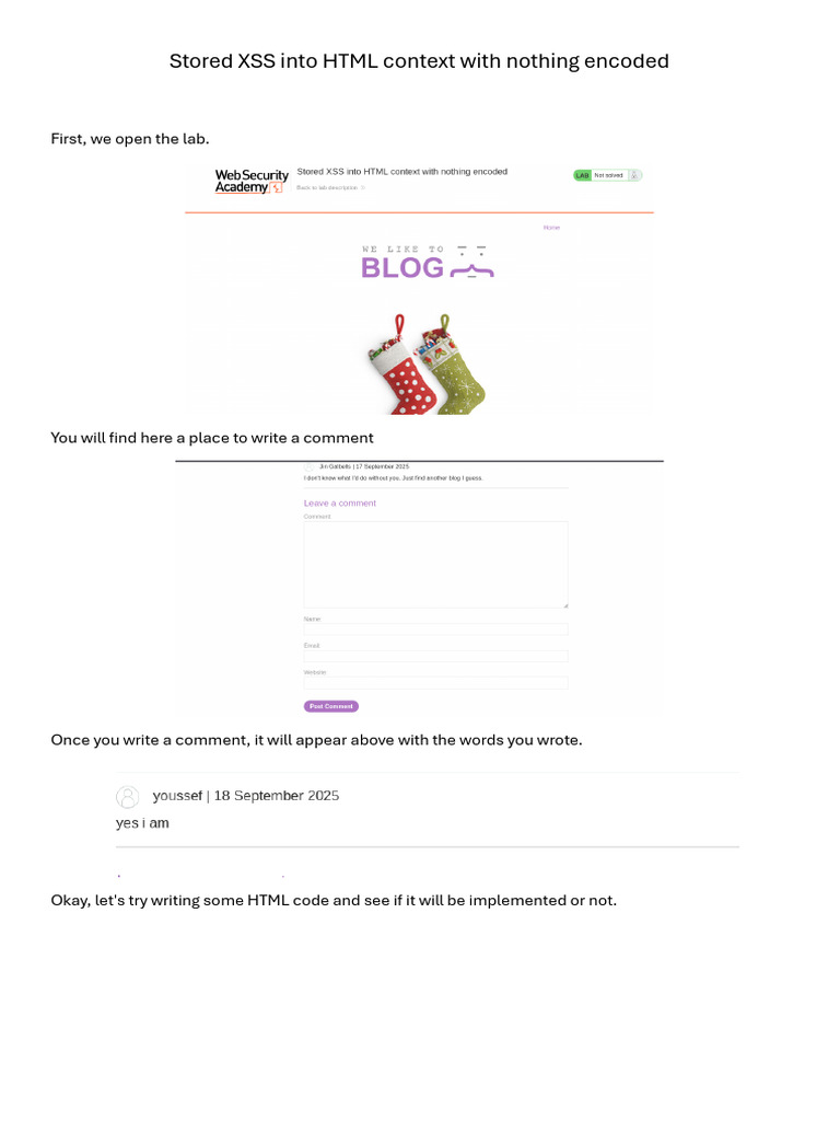Stored XSS Into HTML Context With Nothing Encoded | PDF