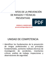 Fundamentos de La Prevención de Riesgos y Técnicas