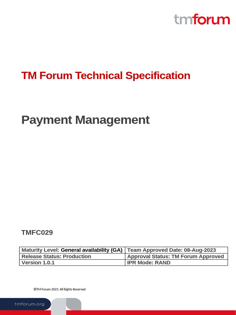 Payment Management Specification v1.0.1 | PDF | Copyright | Patent