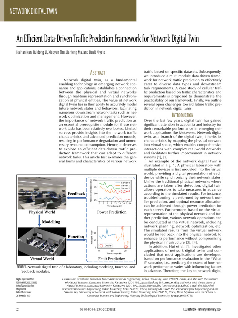 Data-Driven Traffic Prediction for Digital Twins | PDF | Computer ...