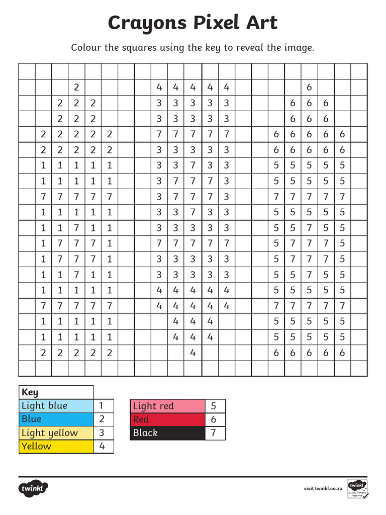 Crayons Pixel Art Coloring Guide | PDF | Image Processing | Vision