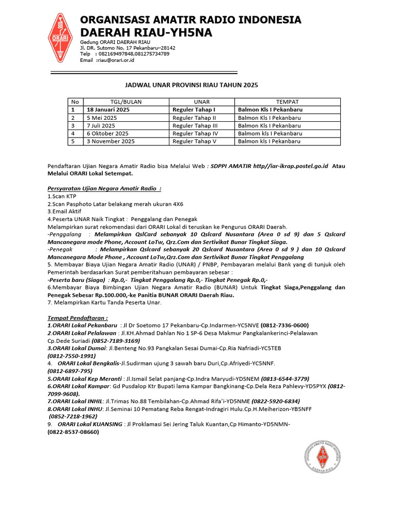 Jadwal UNAR Riau 2025 dan Pendaftaran | PDF