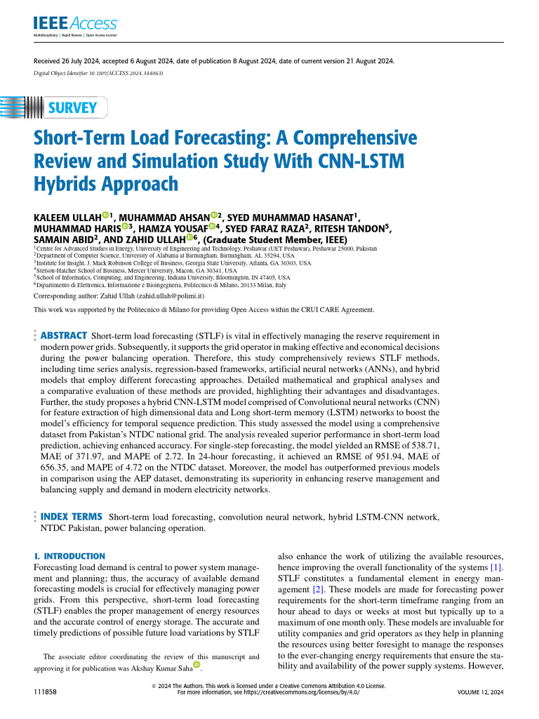Short-Term Load Forecasting Review | PDF | Autoregressive Integrated ...