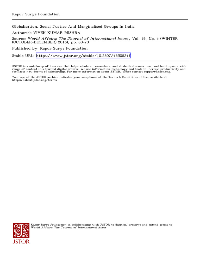 Globalisation and Social Justice in India | PDF | Globalization ...