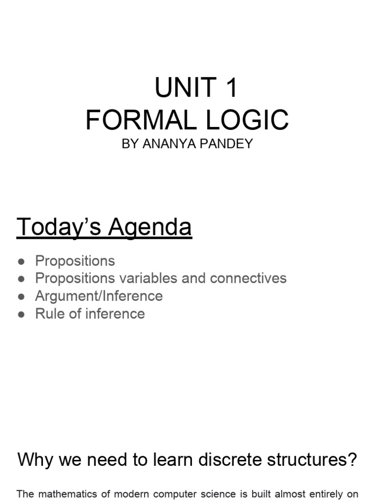 04ddac6aunit-1 (Formal Logic) | PDF | Grammar | Semantics
