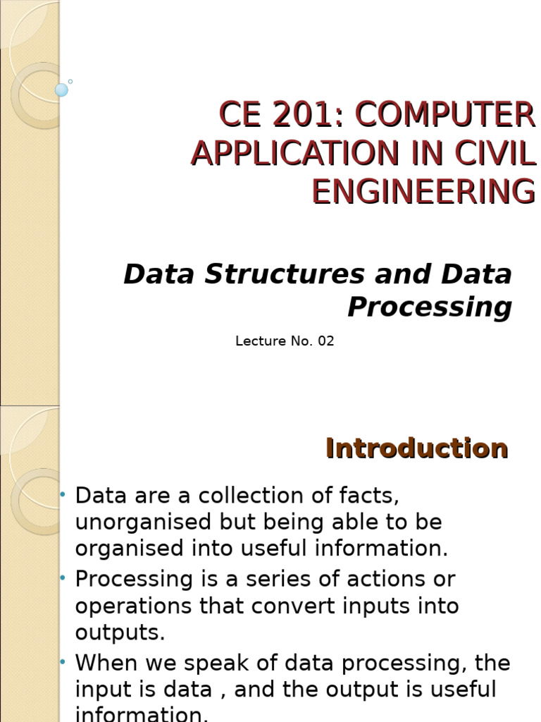 CE 201 - Lecture No. 02 - Data | PDF | Computer File | Data