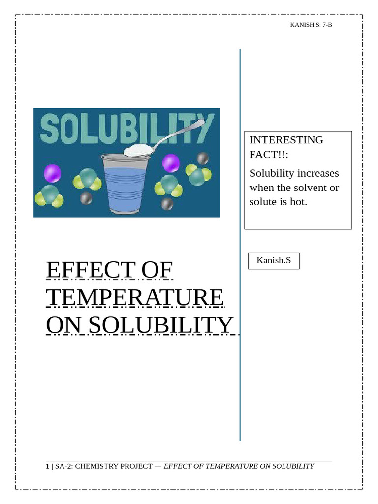 Sa 2-Chemistry Project - Kanish.s, 7-b | PDF | Solubility | Temperature