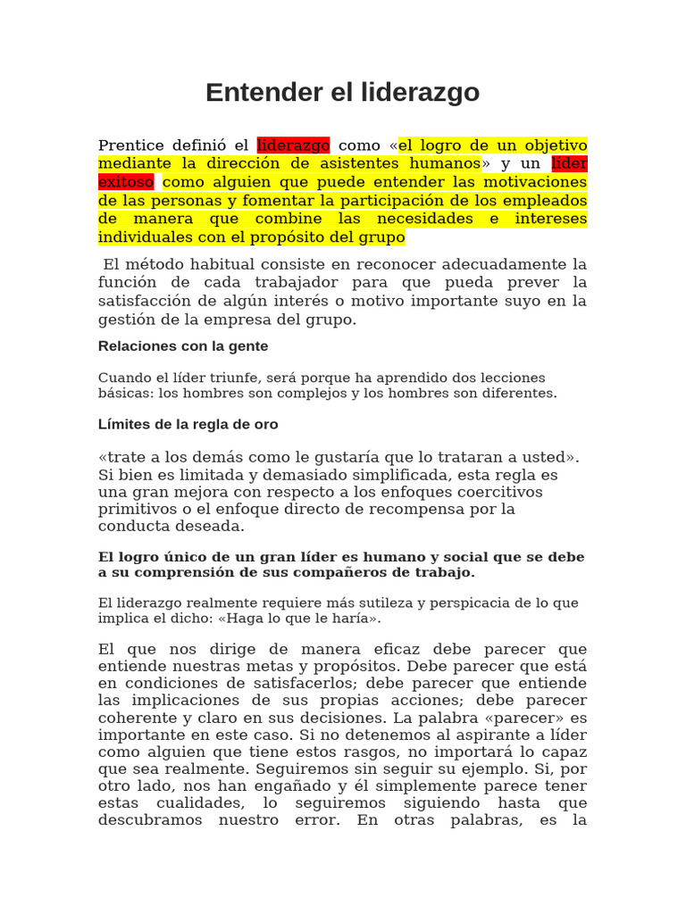 Claves del liderazgo efectivo y humano | PDF
