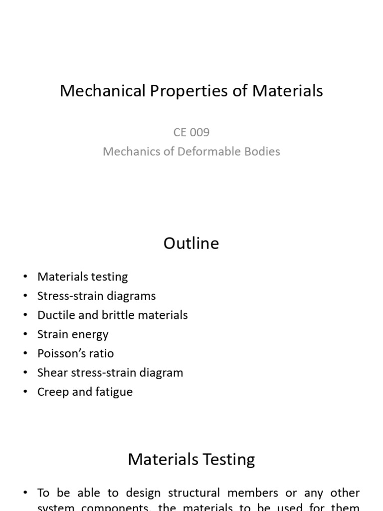 Mechanical Properties of Materials Overview | PDF | Deformation ...