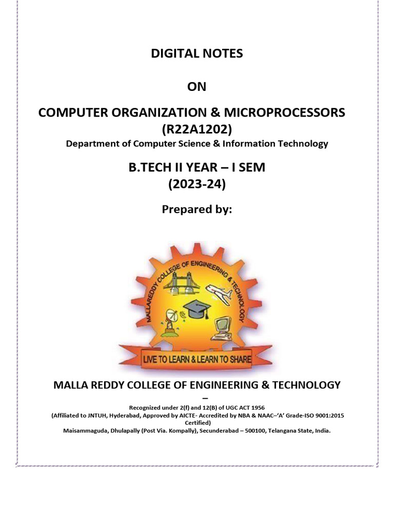 Computer Organization & Microprocessors Notes | PDF | Central ...