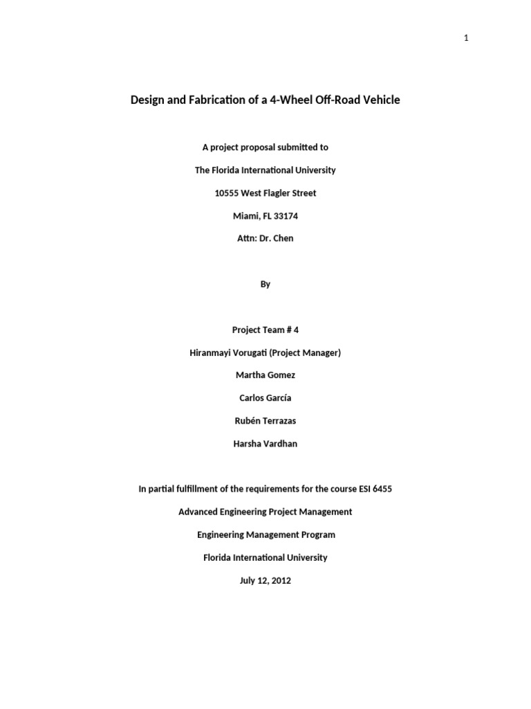 Off-Road Vehicle Design Proposal | PDF | Off Roading | Axle