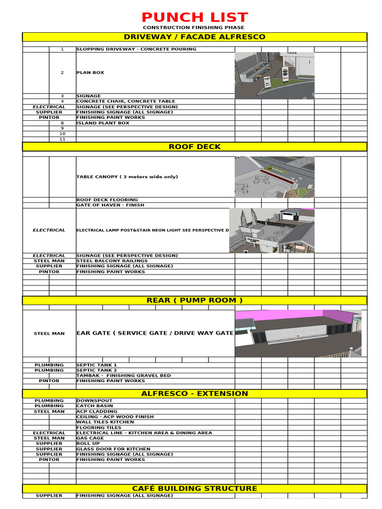 Construction Punch List for Finishing Phase | PDF