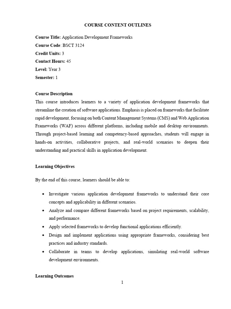 Application Development Frameworks Course | PDF | Software Engineering ...
