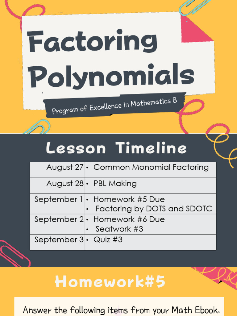 Lesson 3 - Day 1 Factoring by CMF, DOTS & SDOTC | PDF | Factorization ...