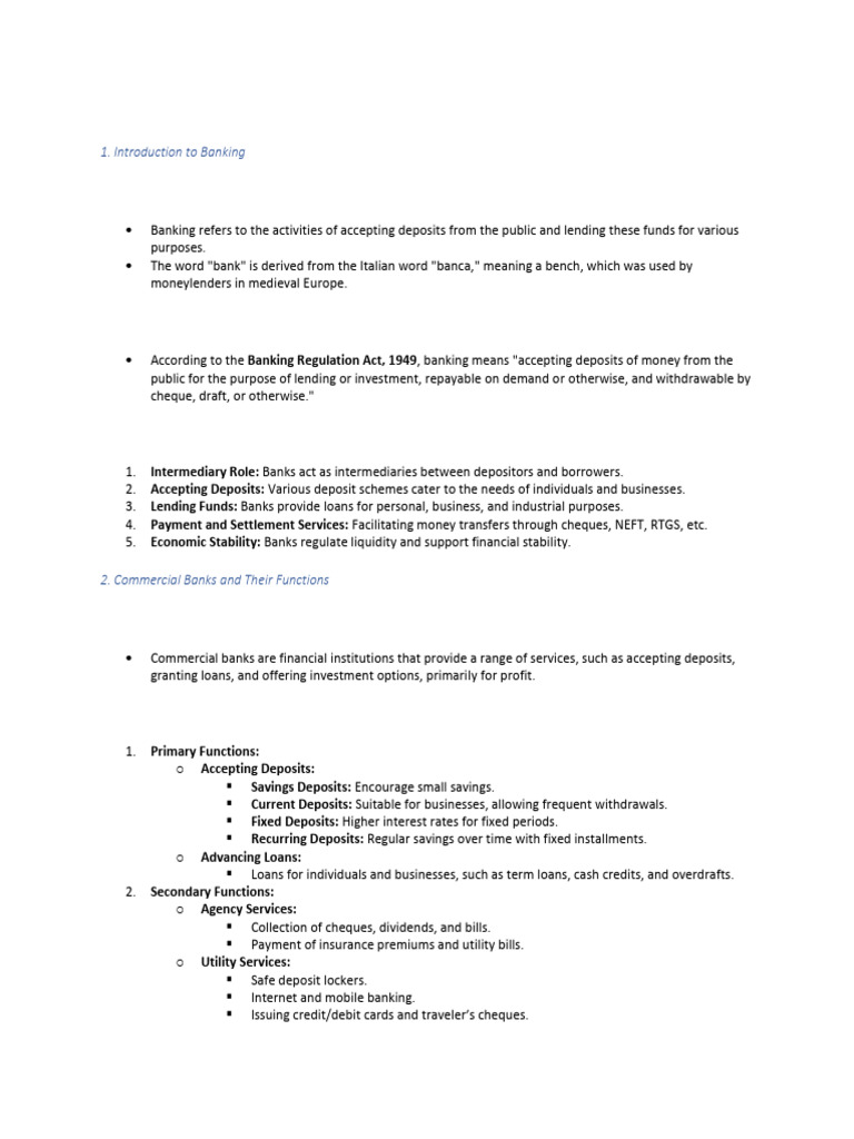 Introduction to Banking Fundamentals | PDF | Reserve Bank Of India | Loans