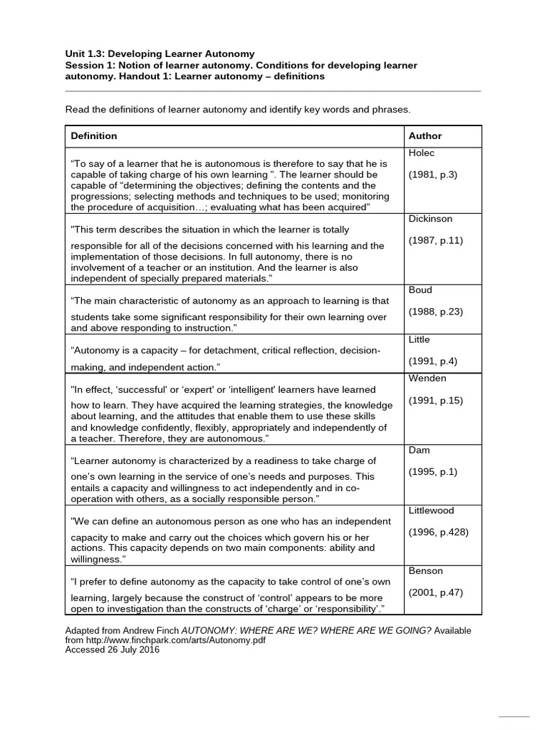 HANDOUTS Unit 1.3 Session 1 G | PDF | Learning | Language Education