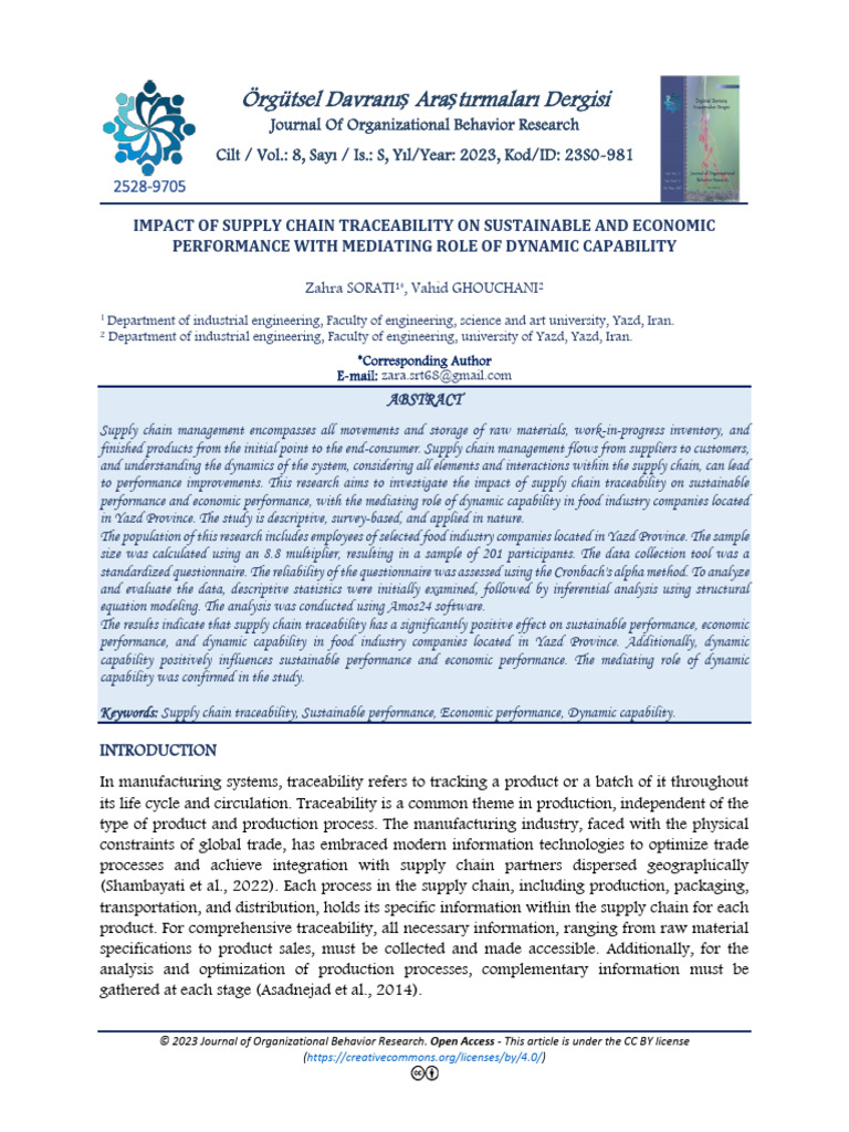 Supply Chain Traceability Impact on Performance | PDF | Sustainability ...